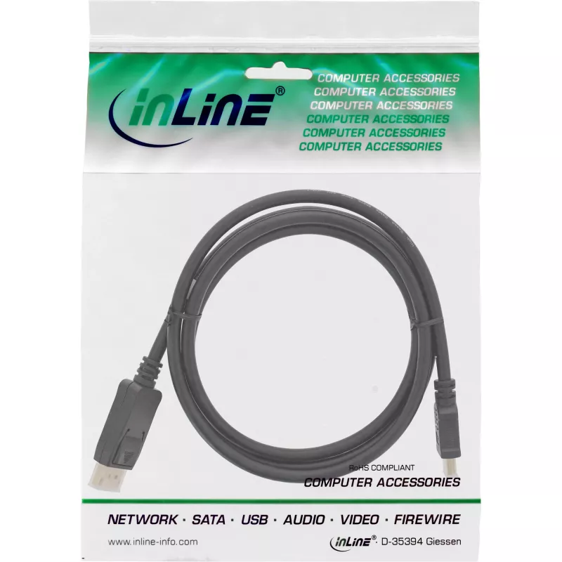 InLine DisplayPort į HDMI keitiklio kabelis, juodas, 5 m