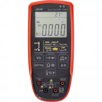 Multimetras InLine 43127 su jutikliniu valdymu, apšviestu LED ekranu 62x50 mm, CAT III/CAT IV, AA baterija