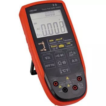Multimetras InLine 43127 su jutikliniu valdymu, apšviestu LED ekranu 62x50 mm, CAT III/CAT IV, AA baterija