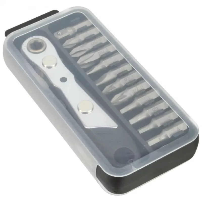 InLine Pocket Tool Set su Mini Reketiniu Raktu + Antgalių Rinkiniu 12vnt