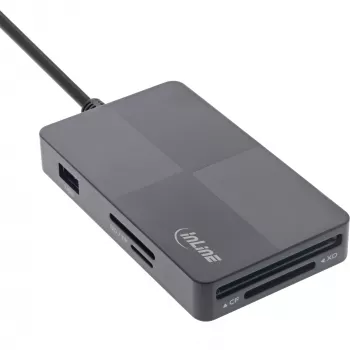 InLine 66772F kelių kortelių skaitytuvas USB 3.2 pilkas