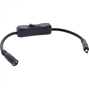 InLine 26906C DC ilginimo laidas su jungikliu, DC kištukas/lizdas 4.0x1.7mm, AWG 18, juodas, 0,20m
