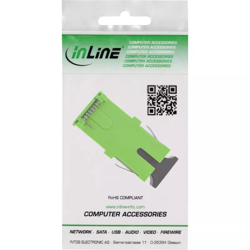 InLine 89992F SC/SC vienmodis šviesolaidinis adapteris su lazerio apsaugos sklende, žalias