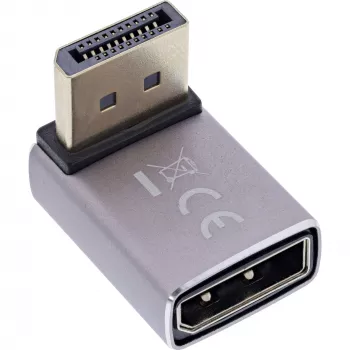InLine 17291G adapter DisplayPort 1.4 (kištukas į lizdą, 90° viršus) pilka/juoda