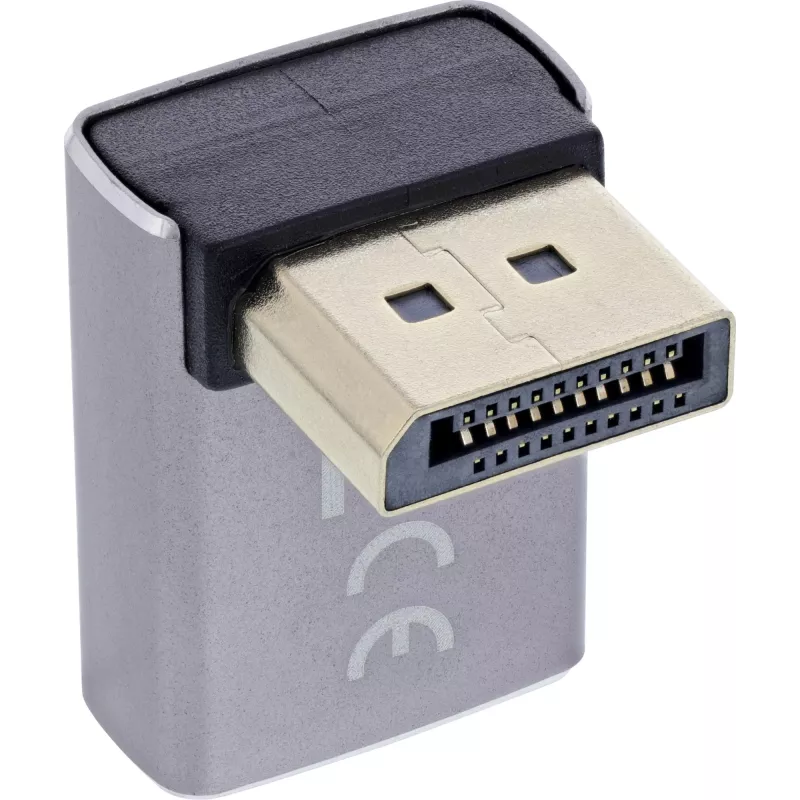 InLine 17291G adapter DisplayPort 1.4 (kištukas į lizdą, 90° viršus) pilka/juoda
