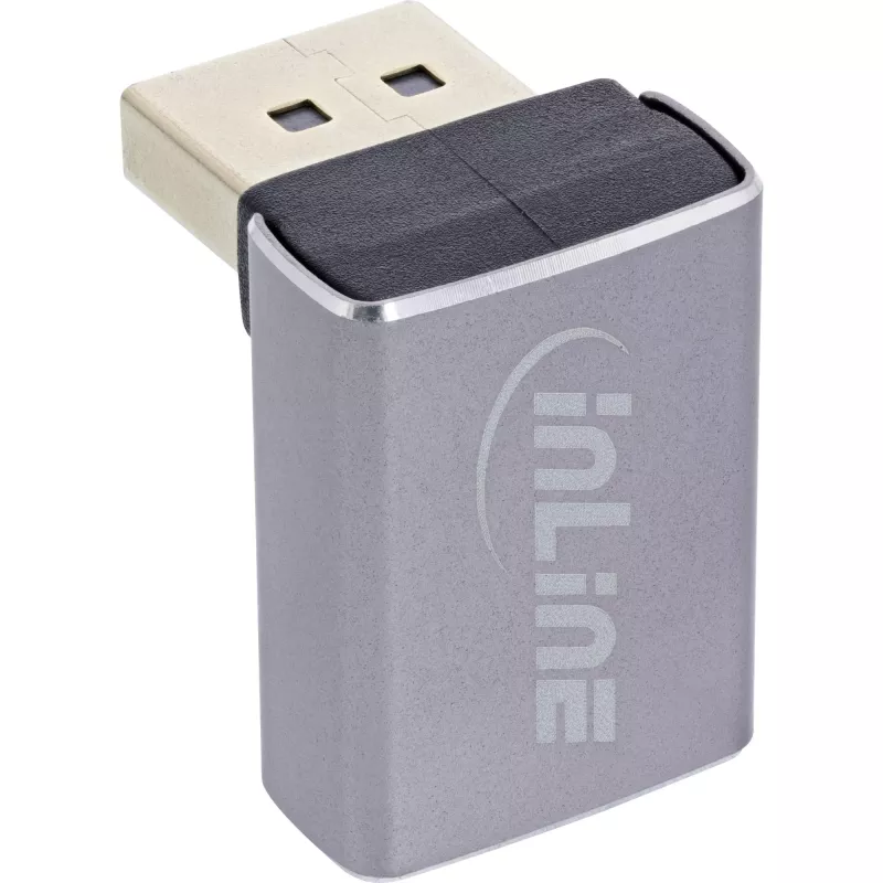 InLine 17291G adapter DisplayPort 1.4 (kištukas į lizdą, 90° viršus) pilka/juoda