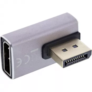 InLine 17291H DisplayPort 1.4 adapteris (vyriškas–moteriškas, 90° vertikaliai dešinėn) pilkai juodas