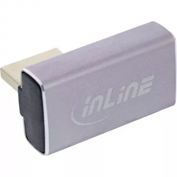 InLine 17291H DisplayPort 1.4 adapteris (vyriškas–moteriškas, 90° vertikaliai dešinėn) pilkai juodas