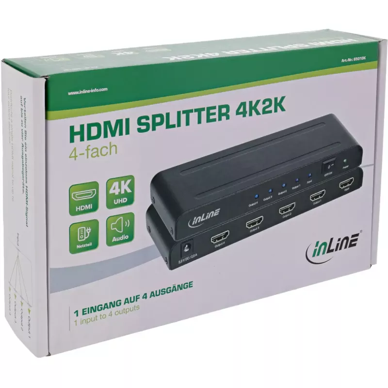 HDMI skirstytuvas InLine 65010K 4x HDMI 4K Ultra HD