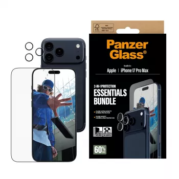 PanzerGlass 2-in-1 Essentials Bundle iPhone 17 Pro Max Scratch Shock Resistant