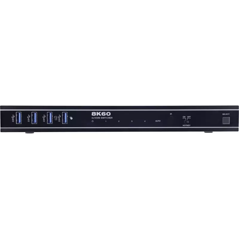 InLine 57885D KVM jungiklis 4 prievadų HDMI 2.1 8K 60Hz montavimui į stelažą, juodas