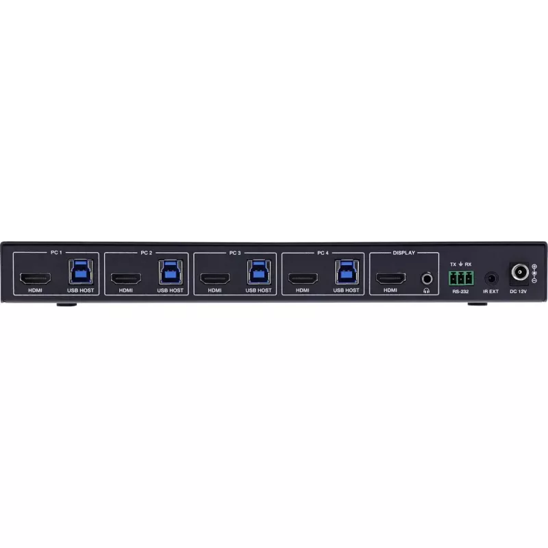 InLine 57885D KVM jungiklis 4 prievadų HDMI 2.1 8K 60Hz montavimui į stelažą, juodas