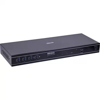 InLine 57885D KVM jungiklis 4 prievadų HDMI 2.1 8K 60Hz montavimui į stelažą, juodas