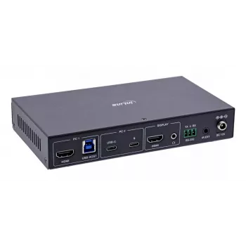 InLine 57885E KVM jungiklis HDMI/USB-C 2 prievadai 4K@60Hz montavimui į stelažą Juodas