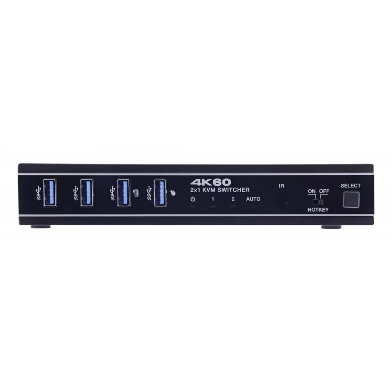 InLine 57885E KVM jungiklis HDMI/USB-C 2 prievadai 4K@60Hz montavimui į stelažą Juodas