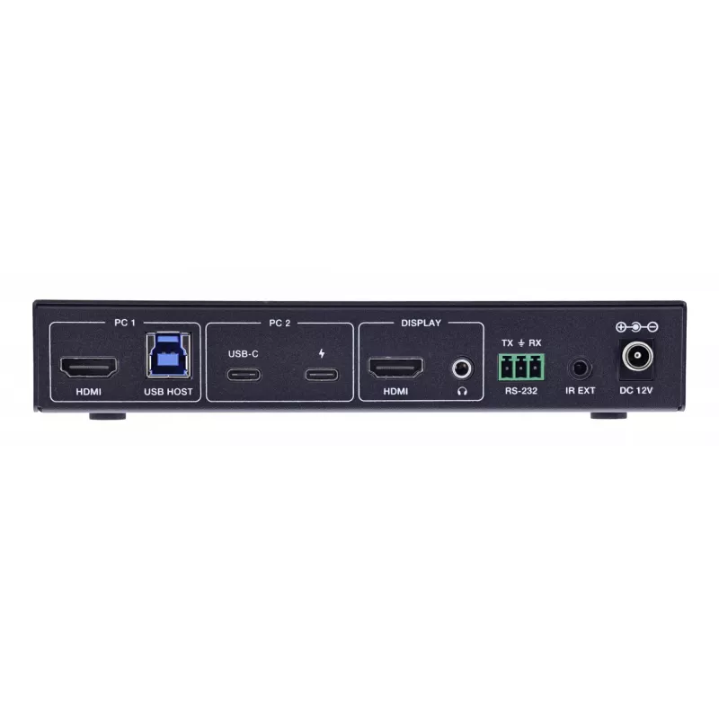 InLine 57885E KVM jungiklis HDMI/USB-C 2 prievadai 4K@60Hz montavimui į stelažą Juodas