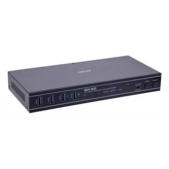 InLine 57885H KVM jungiklis, 2 prievadai, HDMI 2.1, dviejų monitorių, 8K60Hz, juodas