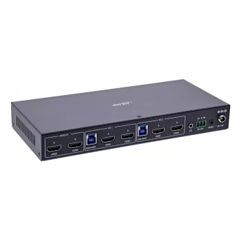 InLine 57885H KVM jungiklis, 2 prievadai, HDMI 2.1, dviejų monitorių, 8K60Hz, juodas