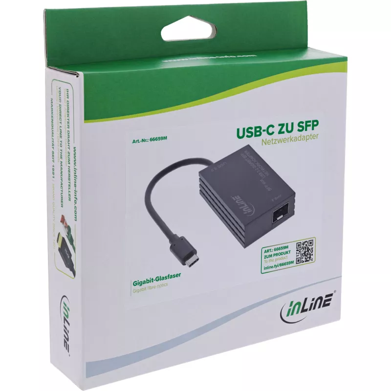 InLine 66659M tinklo plokštė Skaidula 1000 Mbit/s USB-C