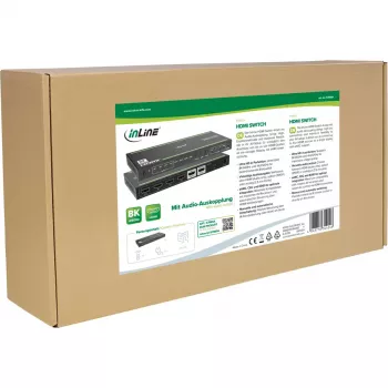 InLine 57885A HDMI jungiklis 4 įėjimai, 8K@60Hz, su garso išskyrimu