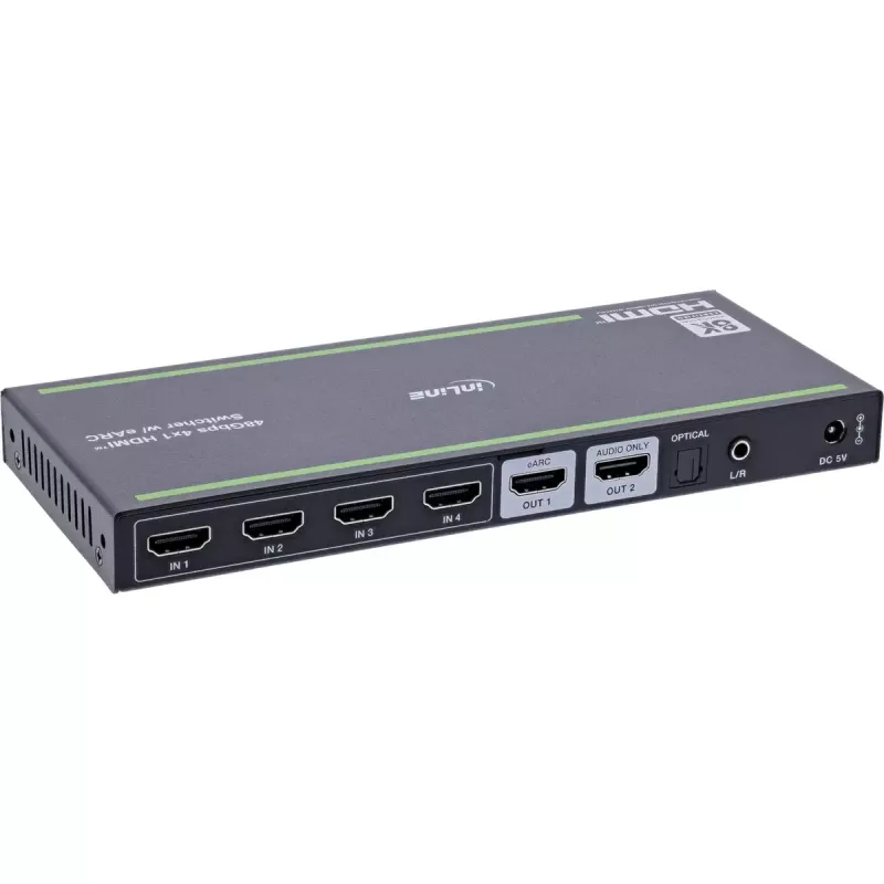 InLine 57885A HDMI jungiklis 4 įėjimai, 8K@60Hz, su garso išskyrimu