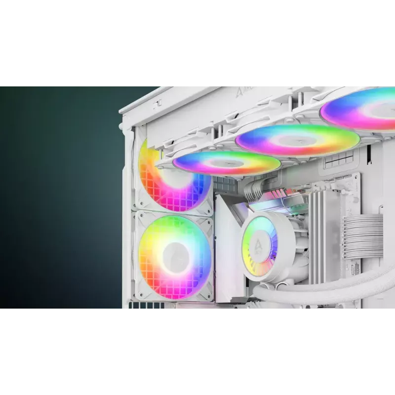 ARCTIC Freezer P14 Pro A-RGB (Baltas) - 3 vnt. 140 mm A-RGB PWM ventiliatoriai su kabelių skirstytuvu