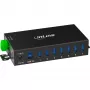 InLine 35396B pramoninis USB 3.2 Gen 1 šakotuvas, 7 prievadai, aliuminio korpusas, juodas