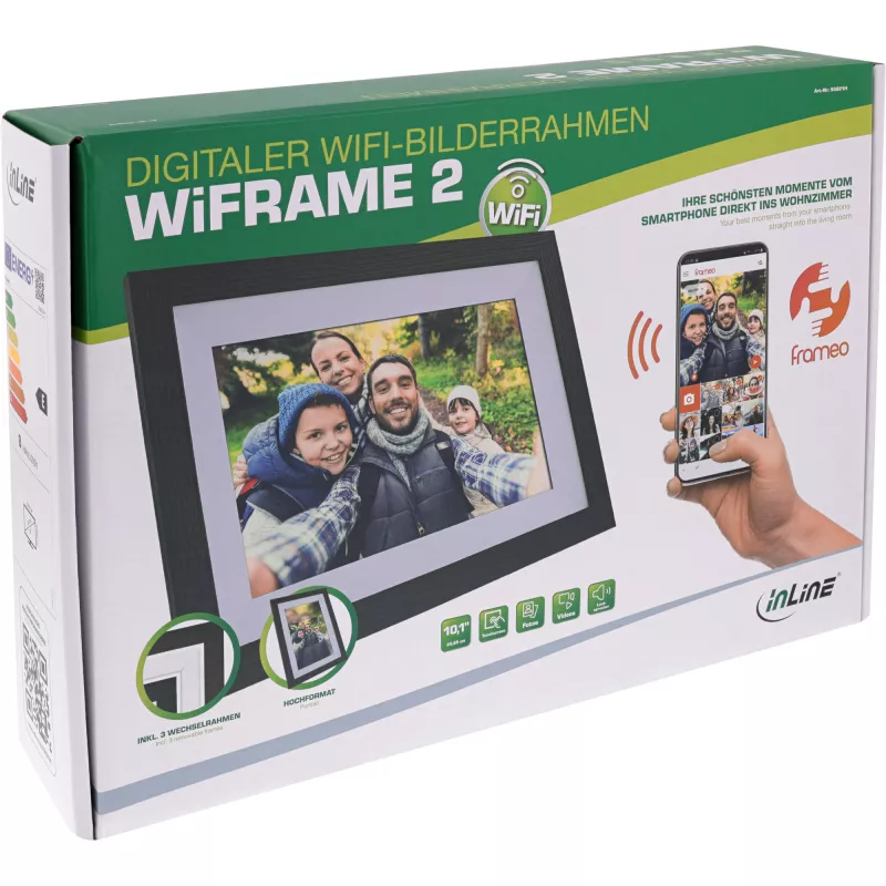 InLine WiFRAME 2 belaidis skaitmeninis nuotraukų rėmelis, 10.1 colio 1920x1200 16:10 IPS liečiamas ekranas, Frameo programa