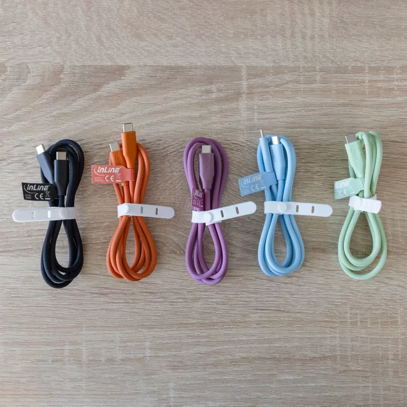 InLine 35892G greitojo įkrovimo USB-C laidas, USB 2.0, 480 Mbit/s, 100 W, silikoninis, 2 m, Matcha Latte žalias