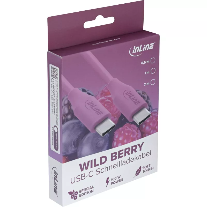 USB-C laidas InLine 35891P 1m violetinis USB 2.0 0.48 Gbit/s