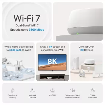 TP-Link DECO BE22 belaidis maršrutizatorius (2,4 GHz / 5 GHz) Wi-Fi 7 (802.11be) balta 2 vidiniai