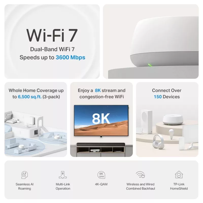 TP-Link DECO BE22 belaidis maršrutizatorius (2,4 GHz / 5 GHz) Wi-Fi 7 (802.11be) balta 2 vidiniai