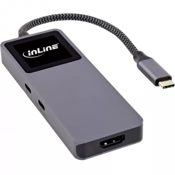 USB-C sąsajų centras InLine 35392D USB 3.2 Gen 2 Type-C pagrindinis prie HDMI, USB-A, USB-C 10000 Mbit/s Pilka