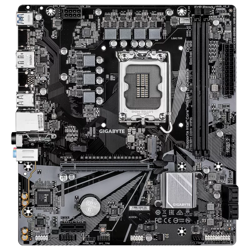 GIGABYTE H610M D3W WIFI6 pagrindinė plokštė – palaiko 14-os kartos Intel Core procesorius, 5+1+1 VRM, iki 5600 MHz DDR4, 1xPCIe 3.0 M.2, Wi-Fi 6, 1GbE LAN, USB 3.2 Gen 1