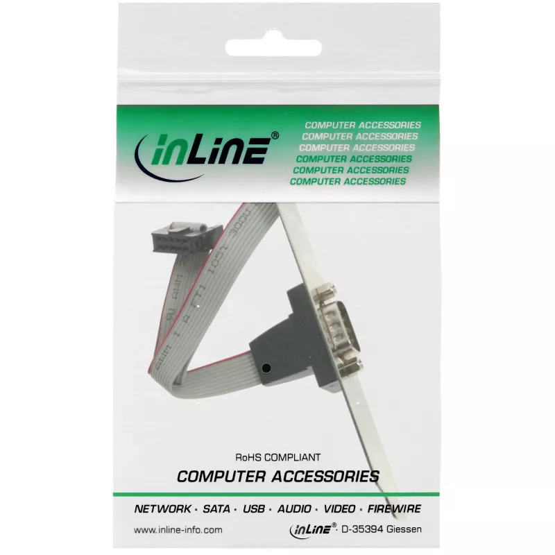InLine Serial slot bracket, 9-pin Sub-D vyriškas į 10-pin vidinę jungtį 1:1, 0.25 m