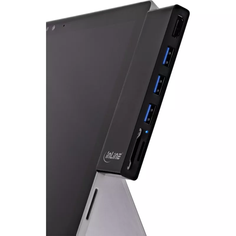 InLine 35393 MultiHub, skirtas Surface Pro 4/5/6, 3x USB-A 3.2 Gen 1, HDMI 4K, SD/microSD kortelių skaitytuvas, juodas