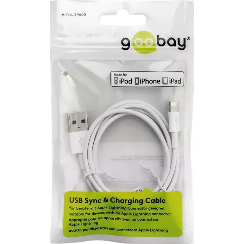 Laidinio USB įkrovimo ir sinchronizavimo kabelis Goobay 72906 (Lightning, 2 m)