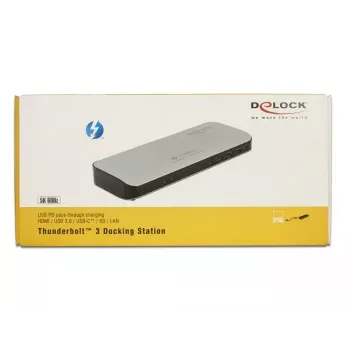 Dokavimo stotelė DeLOCK 87725 Laidinė Thunderbolt 3 Juoda Sidabrinė