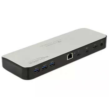 Dokavimo stotelė DeLOCK 87725 Laidinė Thunderbolt 3 Juoda Sidabrinė