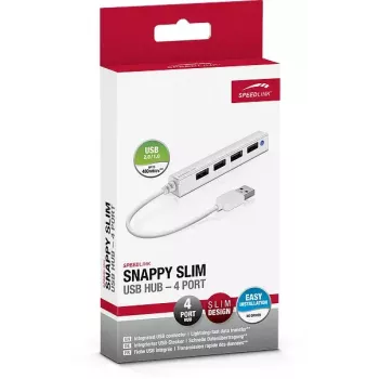 USB 2.0 šakotuvas SPEEDLINK SNAPPY SLIM SL-140000-WE, 4 prievadai, baltas