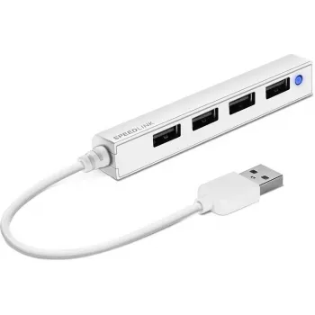 USB 2.0 šakotuvas SPEEDLINK SNAPPY SLIM SL-140000-WE, 4 prievadai, baltas