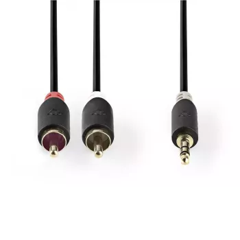 Garso kabelis Nedis CABW22200AT10 1 m, 3,5 mm – 2x RCA, antracito spalvos
