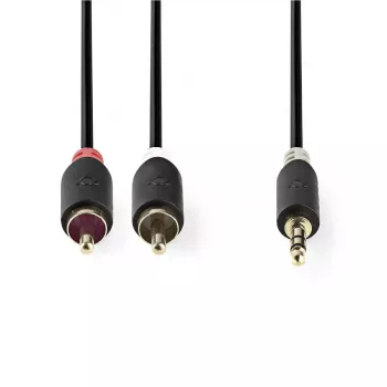 Garso kabelis Nedis CABW22200AT20 2m 3,5mm 2x RCA antracito spalvos