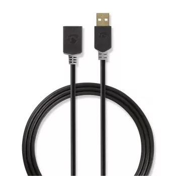 USB kabelis Nedis CCBW60010AT20 2 m USB 2.0 USB A antracito spalva