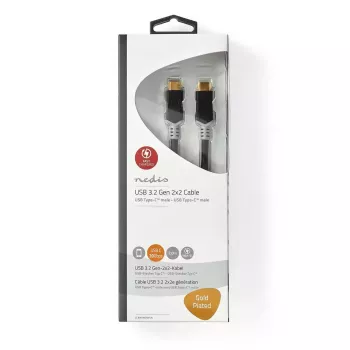 USB laidas Nedis CCBW64020AT20 USB4 Gen 2x2 2 m USB C juodas sidabrinis