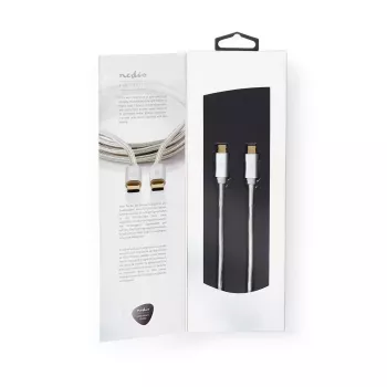USB kabelis Nedis CCTB60700AL20 2 m USB-C aliuminio spalvos USB 2.0