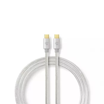 USB kabelis Nedis CCTB60700AL20 2 m USB-C aliuminio spalvos USB 2.0