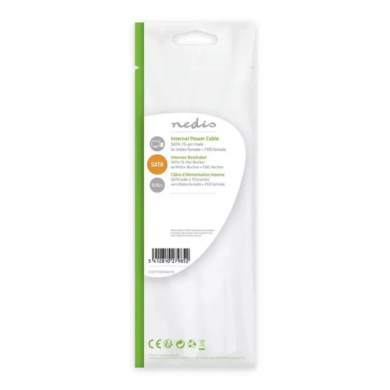 Vidinis maitinimo kabelis Nedis CCGP73520VA015, 0.15 m, 2 x SATA 15 kontaktų – Molex 4 kontaktų