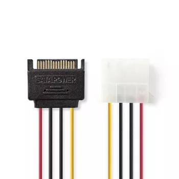 Nedis CCGP73530VA015 vidinis maitinimo laidas 0,15 m SATA 15 kontaktų – Molex 4 kontaktų