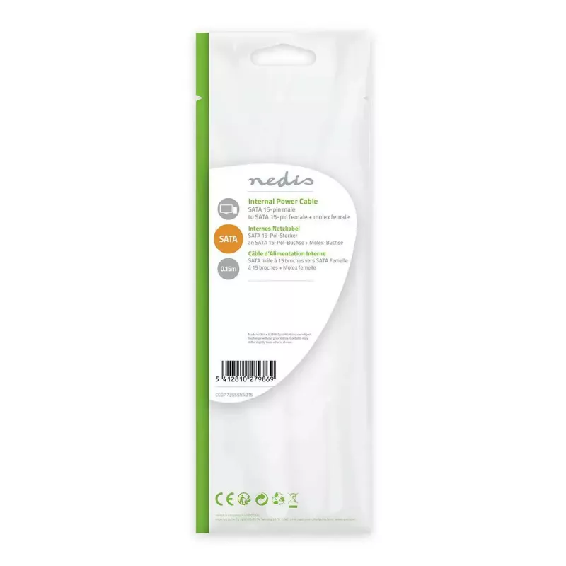 Vidinis maitinimo laidas Nedis CCGP73555VA015, 0,15 m, SATA 15 kontaktų – Molex